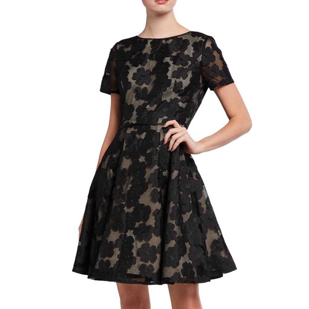 Fit and Flare Floral Embroidered Mini Dress